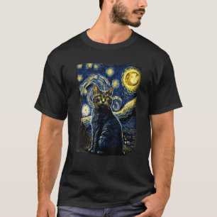 Starry Night Cat Van Gogh Cat Lover Gifts Cat Mom, T-Shirt