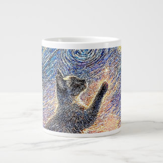 Starry Night Cat – Van Gogh Style Art  Large Coffee Mug
