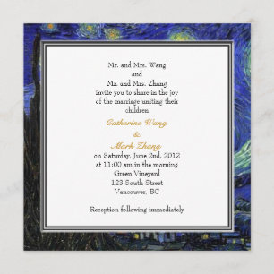 Starry Night, célèbre faire-part de mariage d'art.