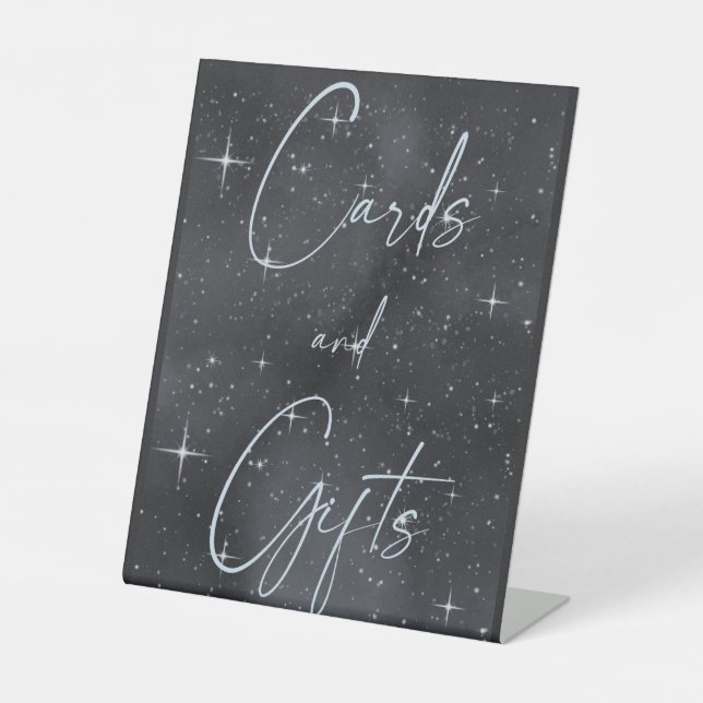 Starry Night Celestial Cards & Gifts Pedestal Sign (Front)