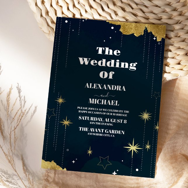 Starry Night Celestial Galaxy Wedding Invitation (Creator Uploaded)