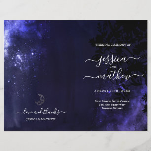 Starry Night Celestial Night Sky Wedding Programs