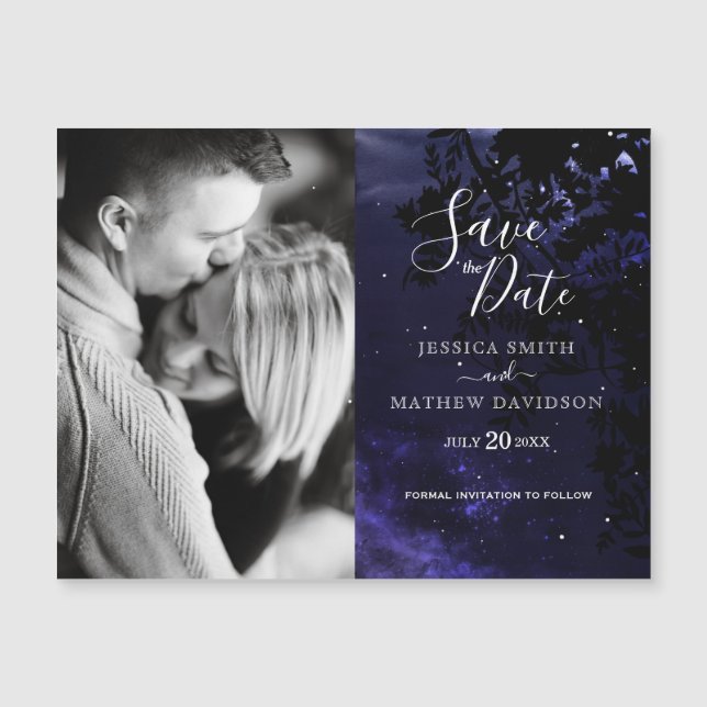 Starry Night Celestial Save the Date Photo Magnet (Front)