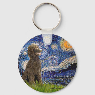 Starry Night - Chocolate St. Poodle Keychain