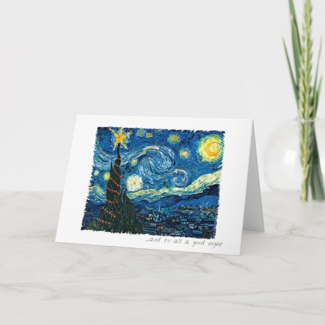 Starry Night Christmas Holiday Card (Front)