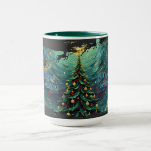 Starry Night Christmas Santa Mug