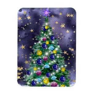 Starry Night Christmas Tree Magnet