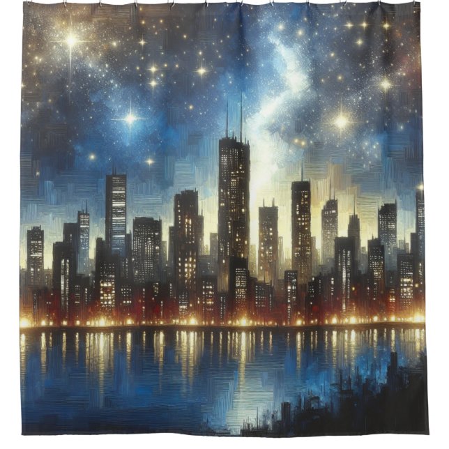 “Starry Night Cityscape Reflections” (Front)