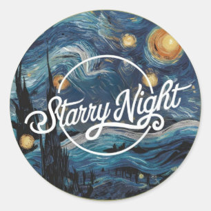starry night classic round sticker