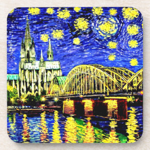 Starry Night Cologne Germany Cathedral Coaster