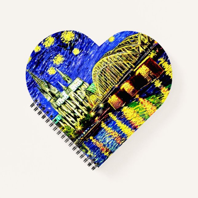 Starry Night Cologne Germany Cathedral Notebook (Front)