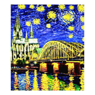 Starry Night Cologne Germany Cathedral Photo Print