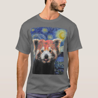 Starry Night Colourful Red Panda T-Shirt
