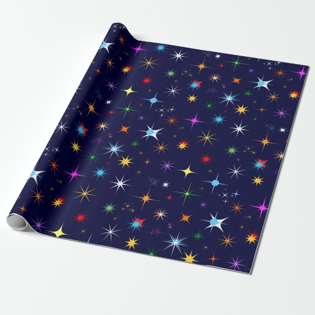Starry Night Colourful Seamless Pattern Wrapping Paper (Unrolled)