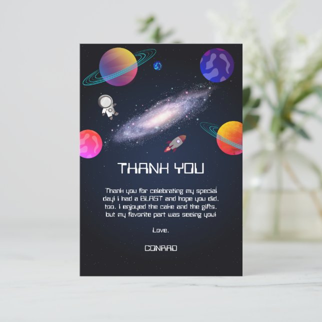 Starry Night Cosmic Quest Birthday Thank You Card (Standing Front)