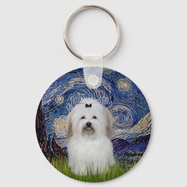 Starry Night - Coton de Tulear 2 Keychain (Front)