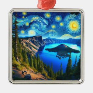 Starry Night Crater Lake National Park Metal Ornament