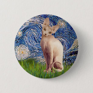 Starry Night - Cream Sphynx Cat 2 Inch Round Button