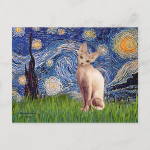 Starry Night — Cream Sphynx Cat Postcard