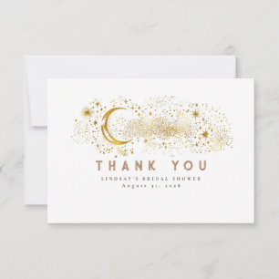 Starry Night Crescent Moon Small Thank You Card