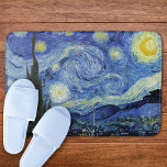 Starry Night Crescent Moon Van Gogh Bath Mat<br><div class="desc">A bathmat with Starry Night (1889),  an iconic oil painting that captures the enchanting night sky with a crescent moon. This was the view from Vincent van Gogh's window at the sanitarium in Saint-Remy-de-Provence,  Southern France.</div>