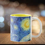 Starry Night Crescent Moon Van Gogh Two-Tone Coffee Mug<br><div class="desc">A fine art two-tone coffee mug with the post-impressionist painting by Vincent van Gogh (1853-1890) entitled Starry Night (1889). An evening landscape with stars and a crescent moon.</div>