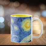 Starry Night Crescent Moon Van Gogh Two-Tone Coffee Mug<br><div class="desc">A fine art two-tone coffee mug with the post-impressionist painting by the Dutch artist Vincent van Gogh (1853-1890) Starry Night (1889). An evening landscape with stars and a crescent moon.</div>