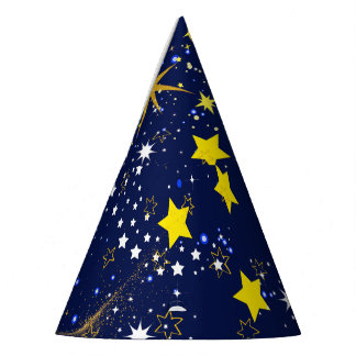 Starry Night Dark Blue Sky Party Hat