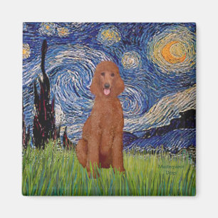 Starry Night - Dark Red Standard Poodle #1 Magnet