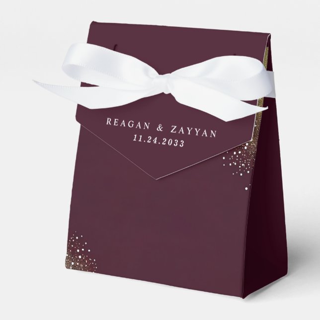 Starry Night Deep Crimson Wedding Favor Box (Front Side)