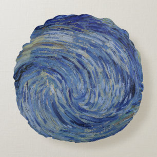 "Starry Night" detail closeup by Van Gogh Round Pillow