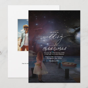 Starry Night Dockside Wedding QR Code Photo Invitation