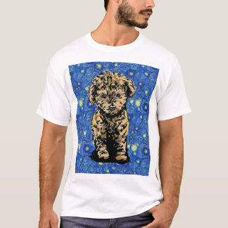 Starry Night Dog Puppy Poodle T-Shirt