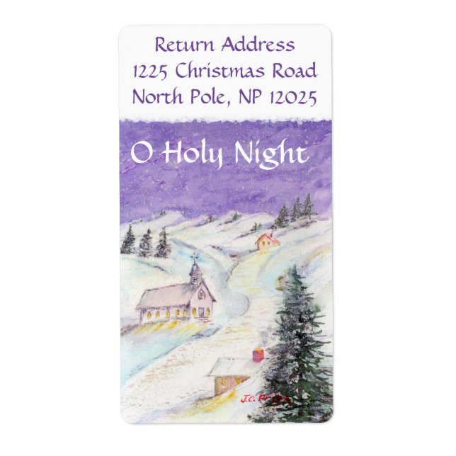 Starry Night Draped in Snow Christmas Watercolor (Front)