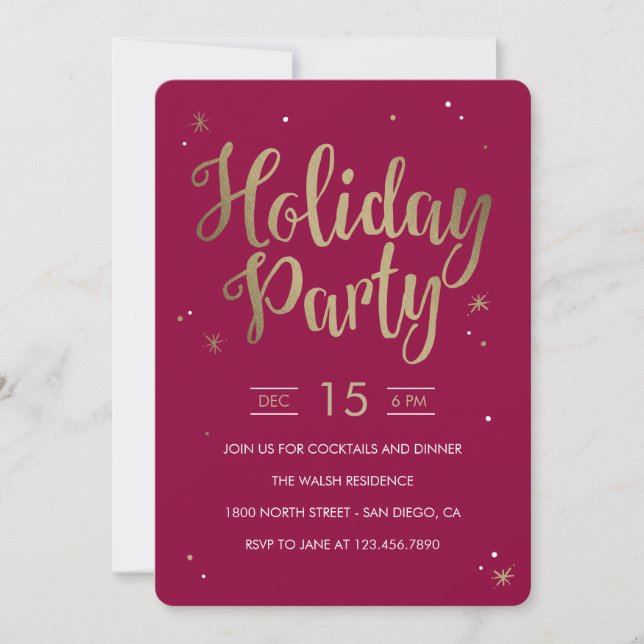 Starry Night Editable Colour Holiday Party Invite (Front)