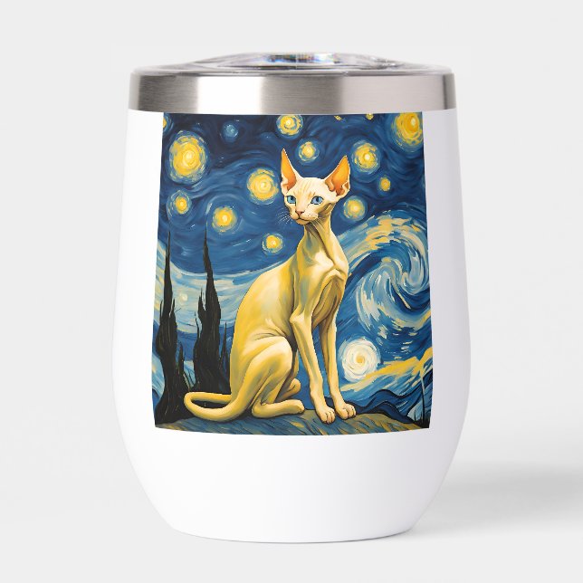 Starry Night Elf Sphinx Cat Van Gogh Art Painting (Front)