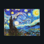 Starry Night (F612) Van Gogh Fine Art Doormat<br><div class="desc">Starry Night,  the most famous painting of Dutch Post-Impressionist master Vincent van Gogh. A lone cypress tree,  a sleeping village,  and a sky that whirls with stars.</div>