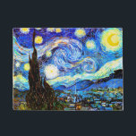 Starry Night (F612) Van Gogh Fine Art Doormat<br><div class="desc">Starry Night,  the most famous painting of Dutch Post-Impressionist master Vincent van Gogh. A lone cypress tree,  a sleeping village,  and a sky that whirls with stars.</div>