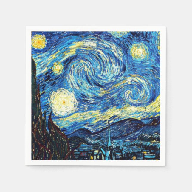 Starry Night, famous artwork by Vincent van Gogh Napkin (Front)
