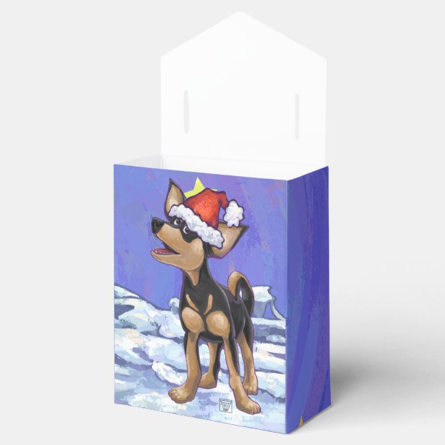 Starry Night Festive Chihuhua in Santa Hat Favor Box (Opened)