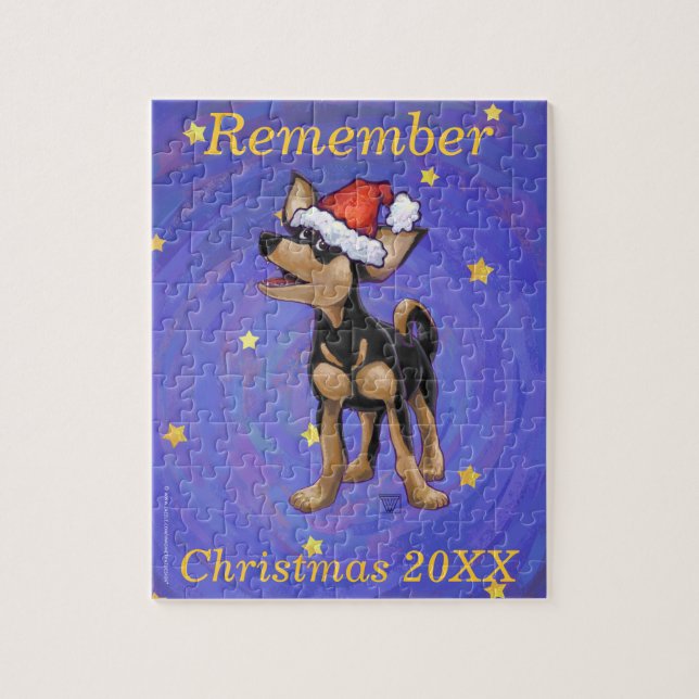 Starry Night Festive Chihuhua in Santa Hat Jigsaw Puzzle (Vertical)