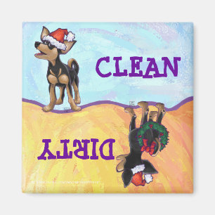Starry Night Festive Chihuhua in Santa Hat Magnet