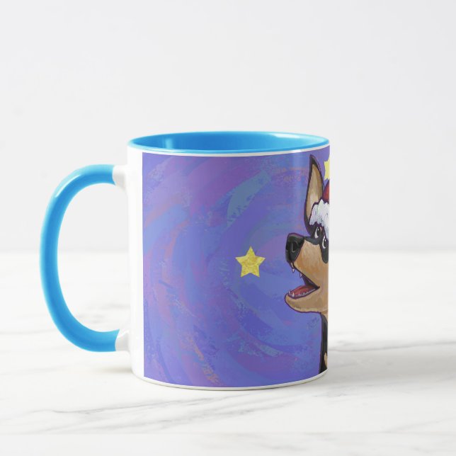 Starry Night Festive Chihuhua in Santa Hat Mug (Left)