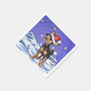 Starry Night Festive Chihuhua in Santa Hat Napkin