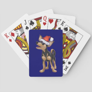 Starry Night Festive Chihuhua in Santa Hat Playing Cards