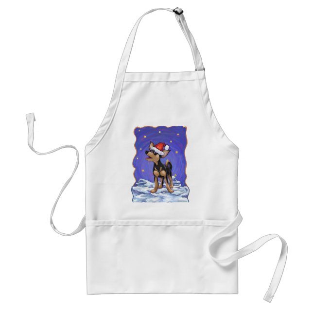 Starry Night Festive Chihuhua in Santa Hat Standard Apron (Front)
