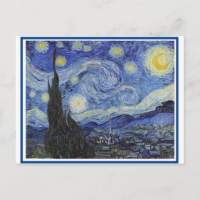 Starry Night, Fine Art by Van Gogh, Postcard (Front)