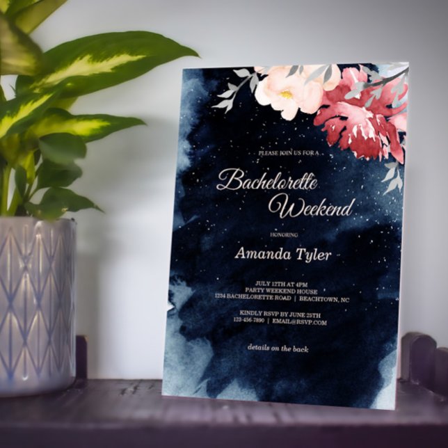 Starry Night Floral Bachelorette Weekend Invitation (Creator Uploaded)