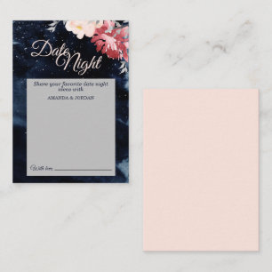 Starry Night Floral Wedding Date Night Advice Card
