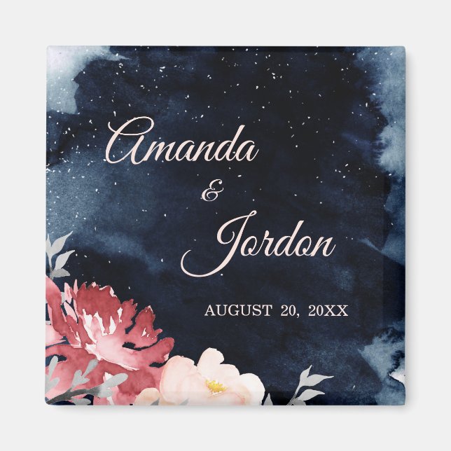 Starry Night Floral Wedding Magnet (Front)